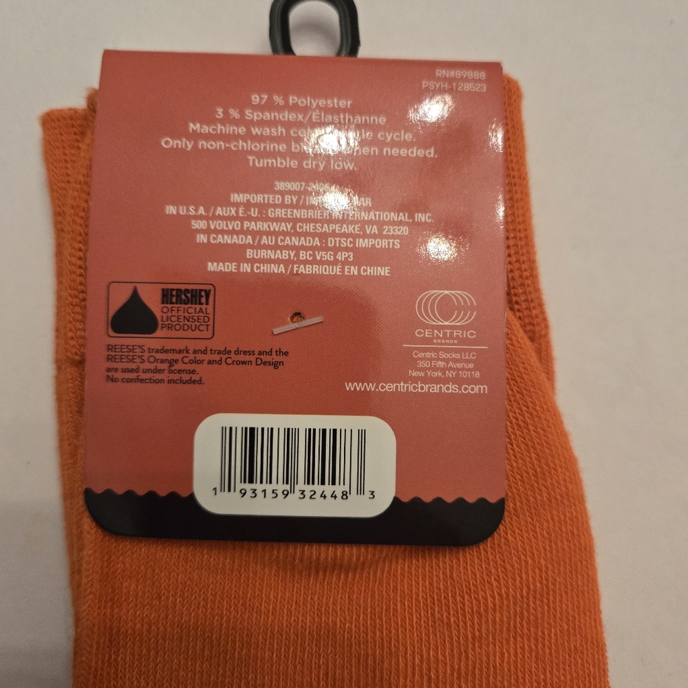 Reese's Men's 6-12 Orange Halloween Socks NEW - Picture 3 of 7